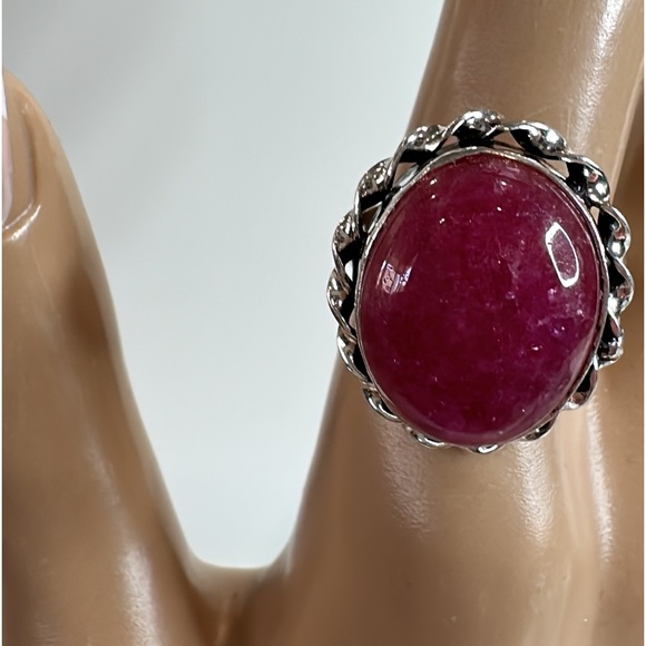 💕 Natural crackle, quartz, gemstone ring, silver plated stamped 925 size 8 - Picture 2 of 4